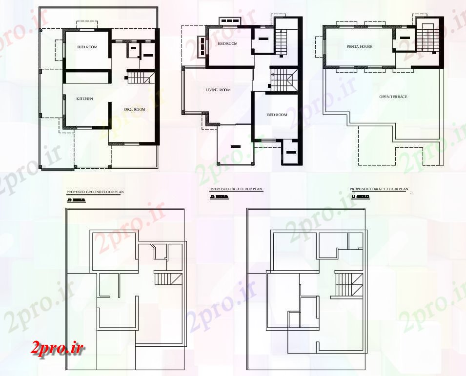 دانلود نقشه خانه مسکونی ، ویلادراز کردن از جزئیات خانه 9 در 11 متر (کد55292)