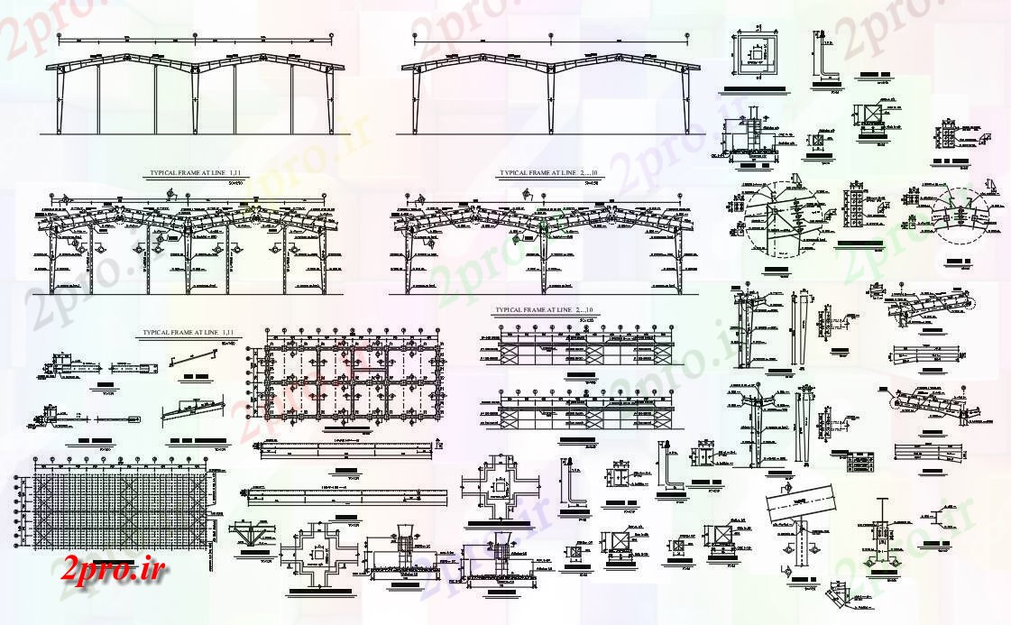 دانلود نقشه کارخانه صنعتی  ، کارگاه پروژه صنایع ساختار (کد55305)
