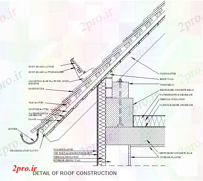 دانلود نقشه طراحی سقف کاذب جزئیات چوبی سقف (کد55308)