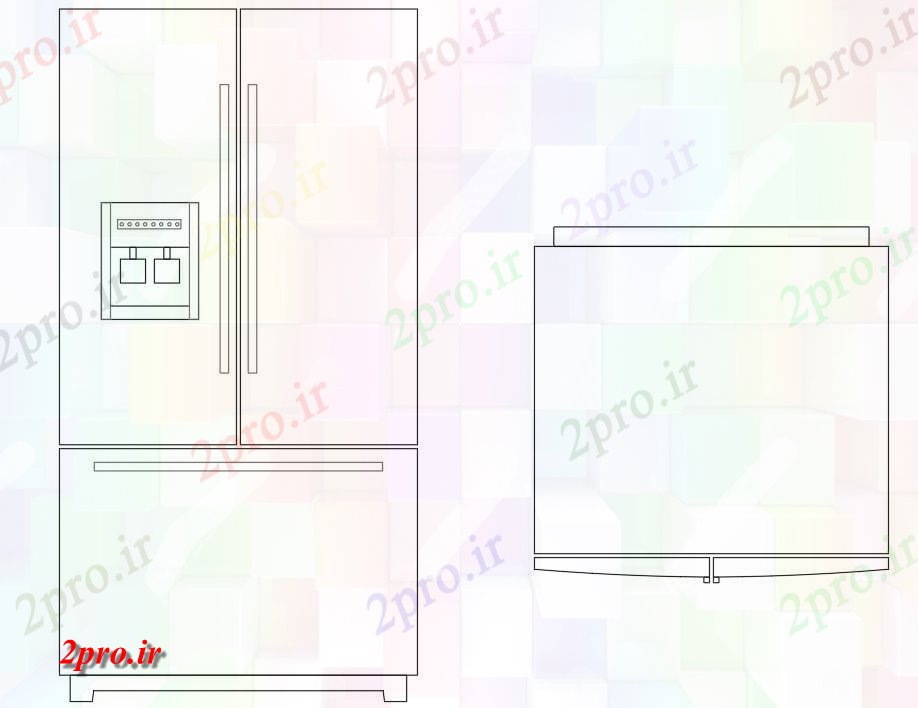 دانلود نقشه بلوک ، آرام ، نماد بلوک یخچال (کد55312)