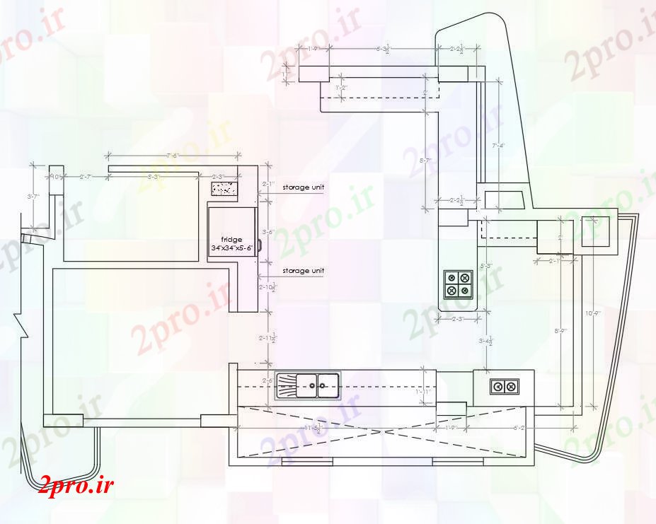 دانلود نقشه آشپزخانه مختلف طراحی نوع آشپزخانه (کد55345)