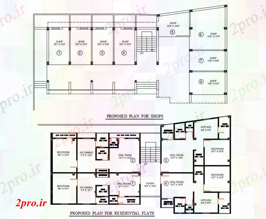 دانلود نقشه مسکونی  ، ویلایی ، آپارتمان  با پروژه مسکونی تجاری (کد55360)