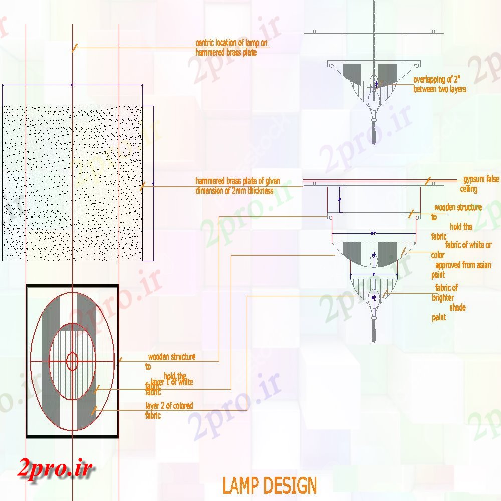 دانلود نقشه طراحی داخلی جزئیات نور لامپ (کد55377)