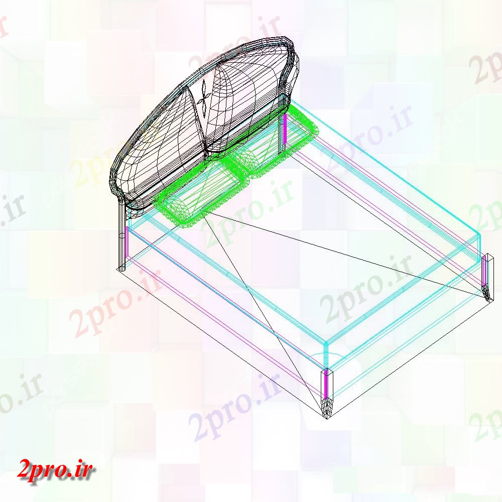 دانلود نقشه بلوک مبلمان طراحی چوبی تخت (کد55394)