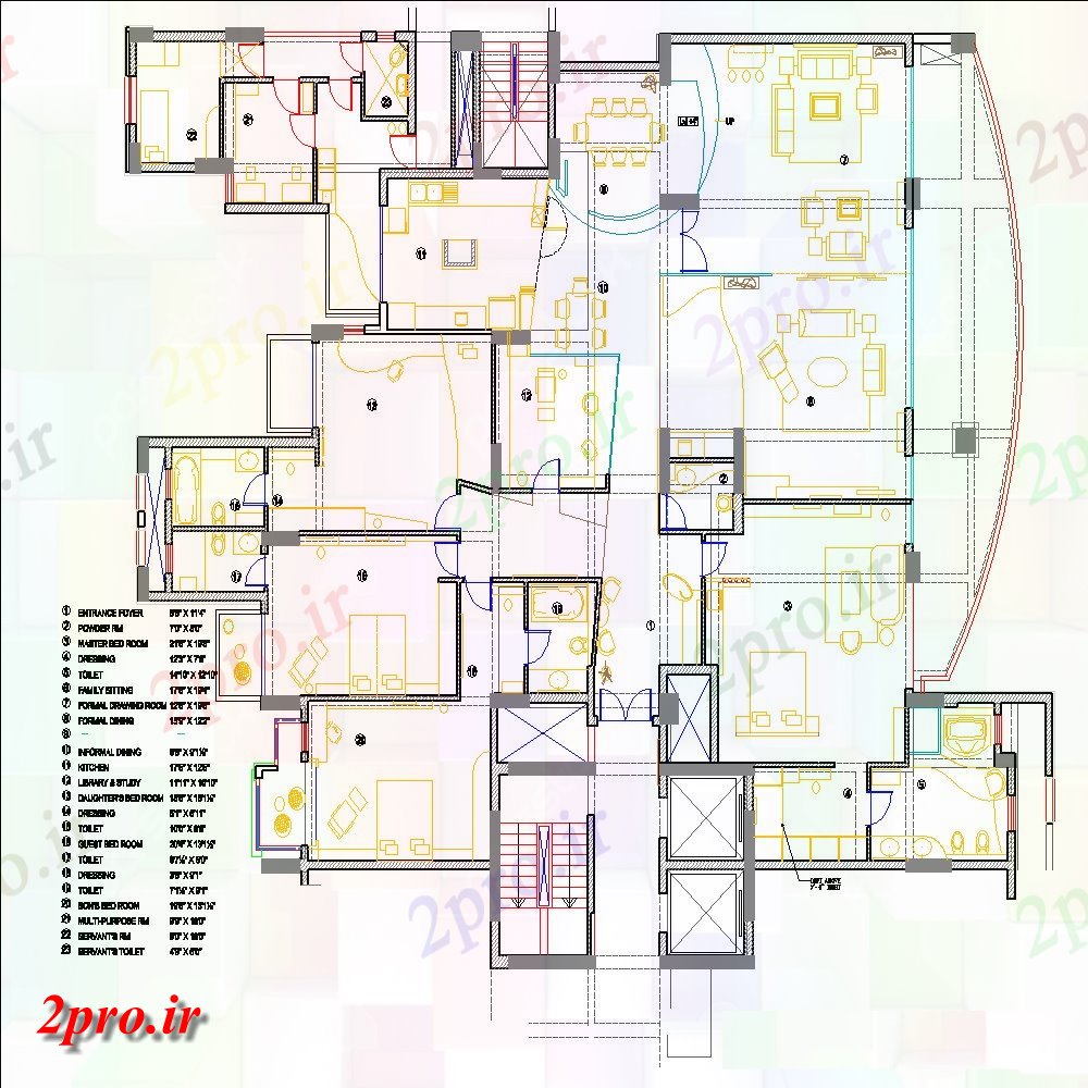 دانلود نقشه مسکونی ، ویلایی ، آپارتمان خانه مدرن دراز کردن پروژه 23 در 29 متر (کد55487)