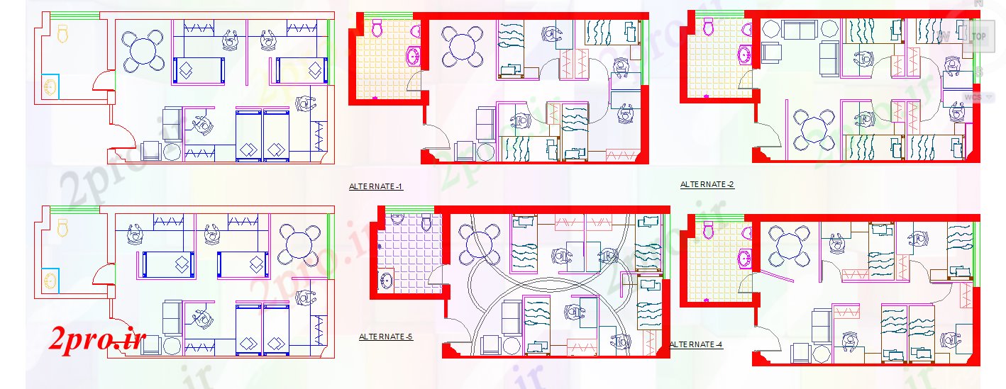 دانلود نقشه هتل - رستوران - اقامتگاه هتل کوچک طراحی اتاق 5 در 10 متر (کد55509)