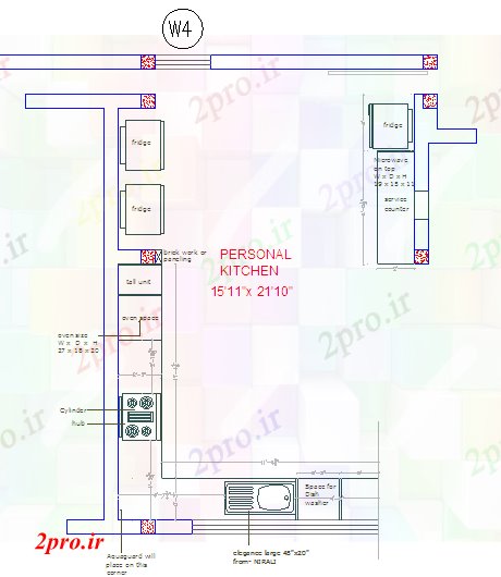 دانلود نقشه آشپزخانه شخصی طراحی آشپزخانه (کد55517)