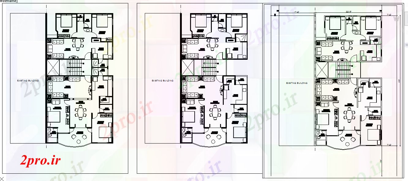 دانلود نقشه مسکونی  ، ویلایی ، آپارتمان  آپارتمان دراز کردن (کد55523)