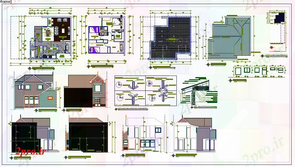 دانلود نقشه مسکونی ، ویلایی ، آپارتمان چوبی طراحی خانه 8 در 9 متر (کد55532)
