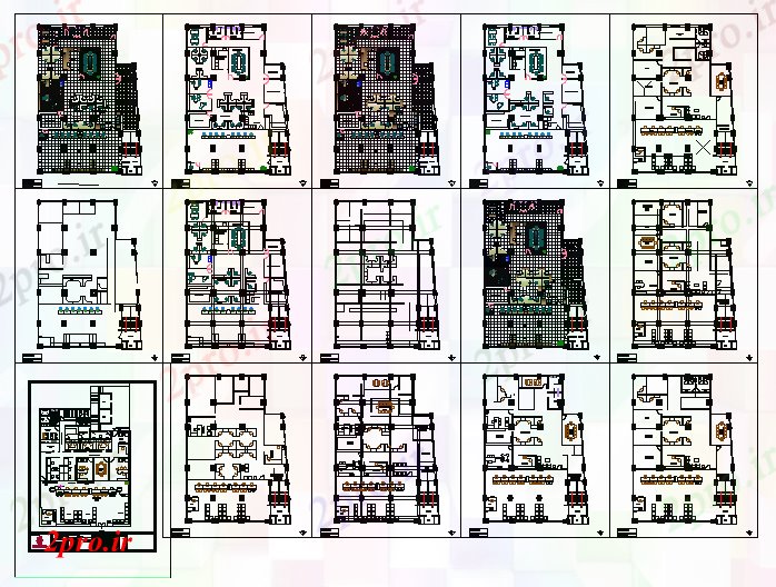 دانلود نقشه ساختمان دولتی ، سازمانی دولت دفتر دراز کردن 20 در 23 متر (کد55544)