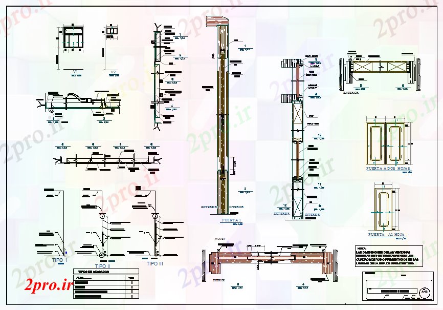دانلود نقشه جزئیات طراحی در و پنجره  درب و پنجره طراحی (کد55548)
