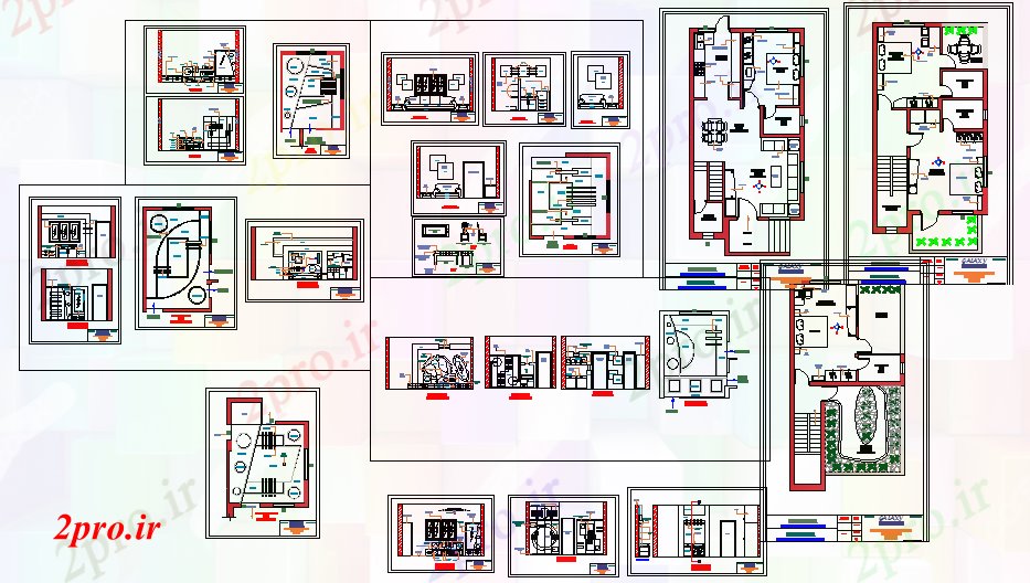 دانلود نقشه نشیمن همه طراحی مبلمان 26 در 52 متر (کد55554)
