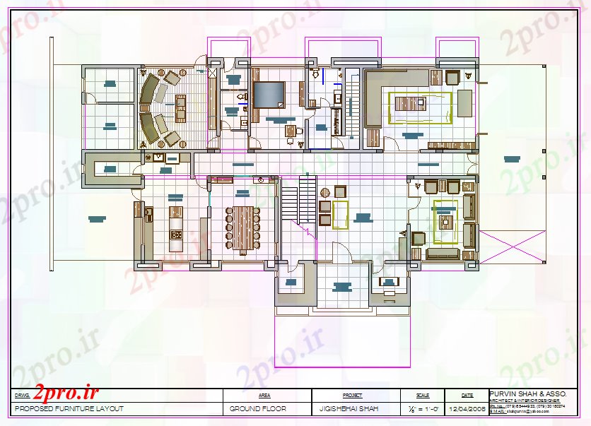 دانلود نقشه خانه های کوچک ، نگهبانی ، سازمانی - مدرن خانه های ویلایی دراز کردن 16 در 26 متر (کد55567)
