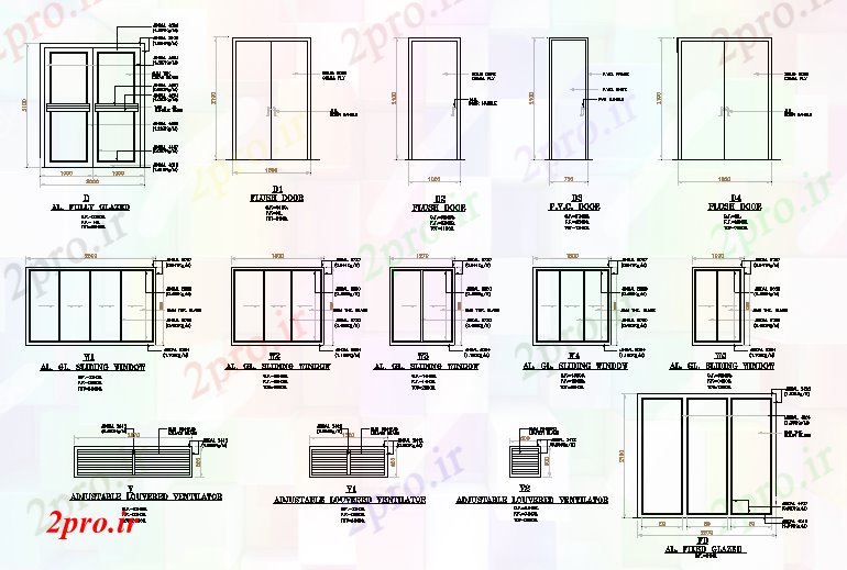 دانلود نقشه جزئیات طراحی در و پنجره  درب و پنجره جزئیات نازک کاری چوب (کد55571)
