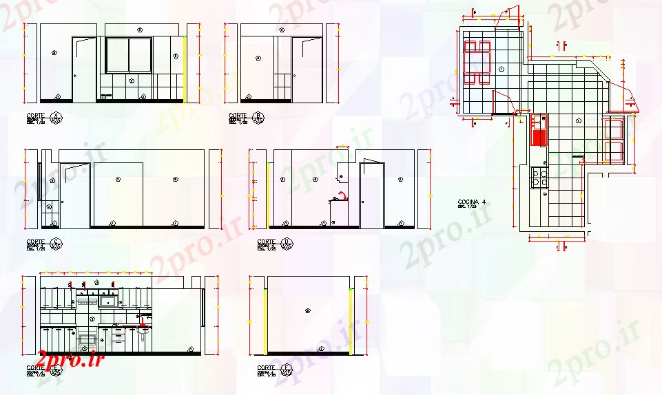 دانلود نقشه آشپزخانه آشپزخانه طراحی داخلی (کد55573)