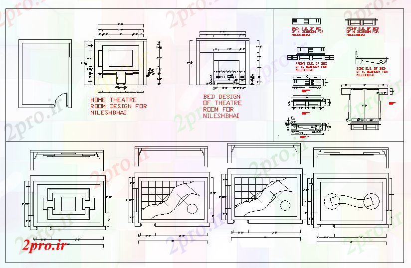 دانلود نقشه طراحی سقف کاذب تخت اتاق طراحی سقف (کد55608)