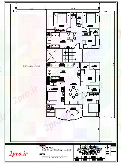 دانلود نقشه مسکونی ، ویلایی ، آپارتمان طبقه معمولی دراز کردن 10 در 19 متر (کد55620)