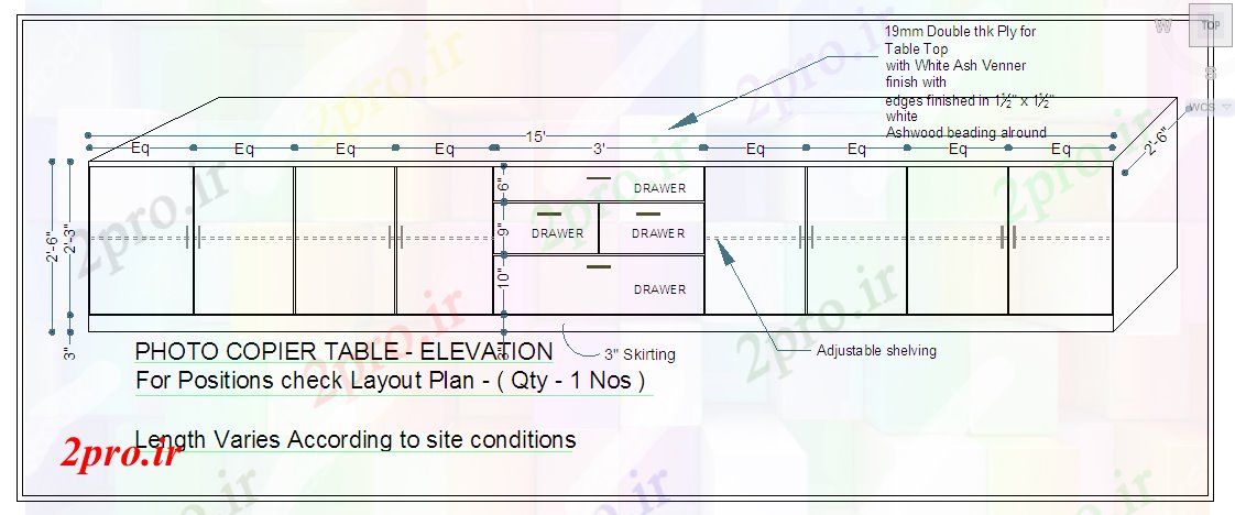 دانلود نقشه کمد دیواری لباس جدول طراحی مبلمان (کد55630)