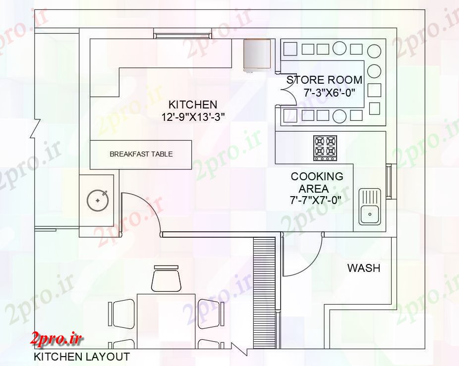 دانلود نقشه آشپزخانه آشپزخانه دراز کردن طراحی (کد55661)