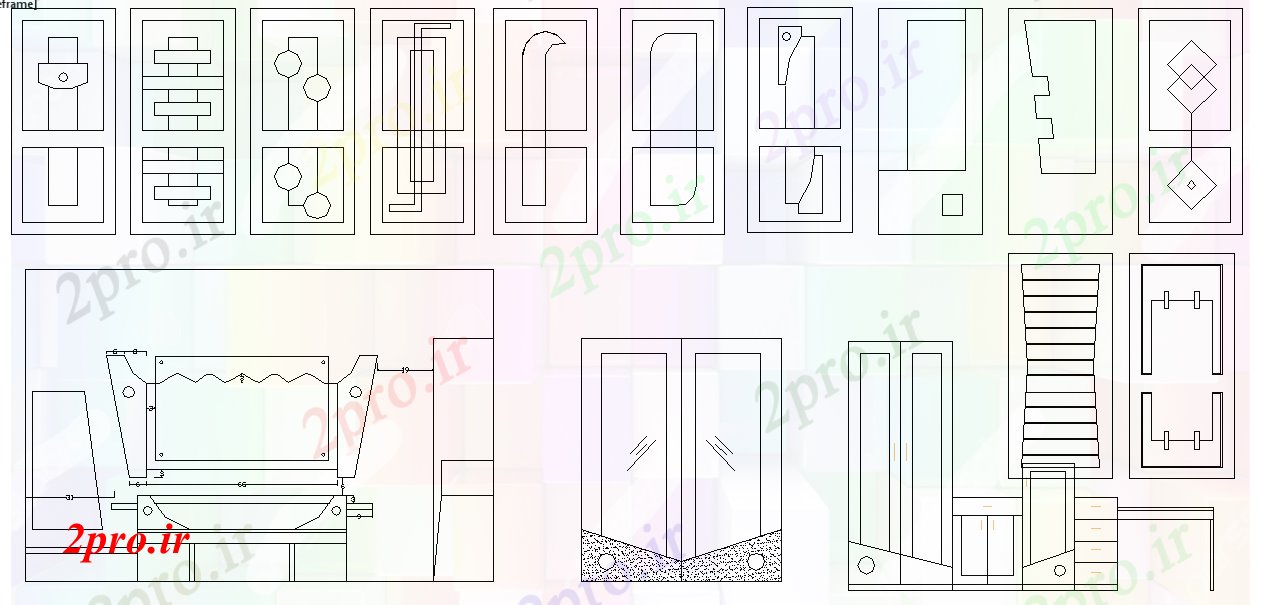 دانلود نقشه بلوک مبلمان درب و طراحی مبلمان (کد55664)