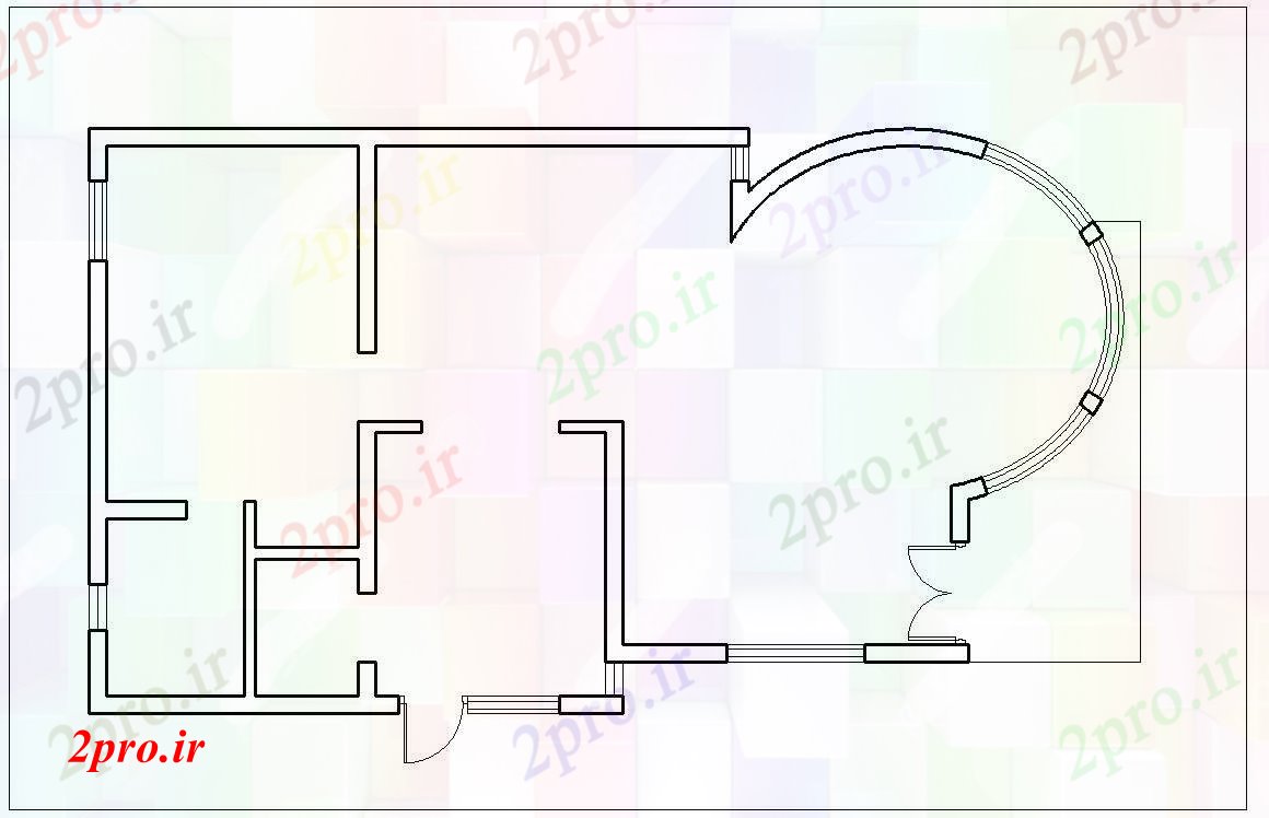 دانلود نقشه مسکونی ، ویلایی ، آپارتمان خانه خط Shimple دراز کردن 7 در 13 متر (کد55687)