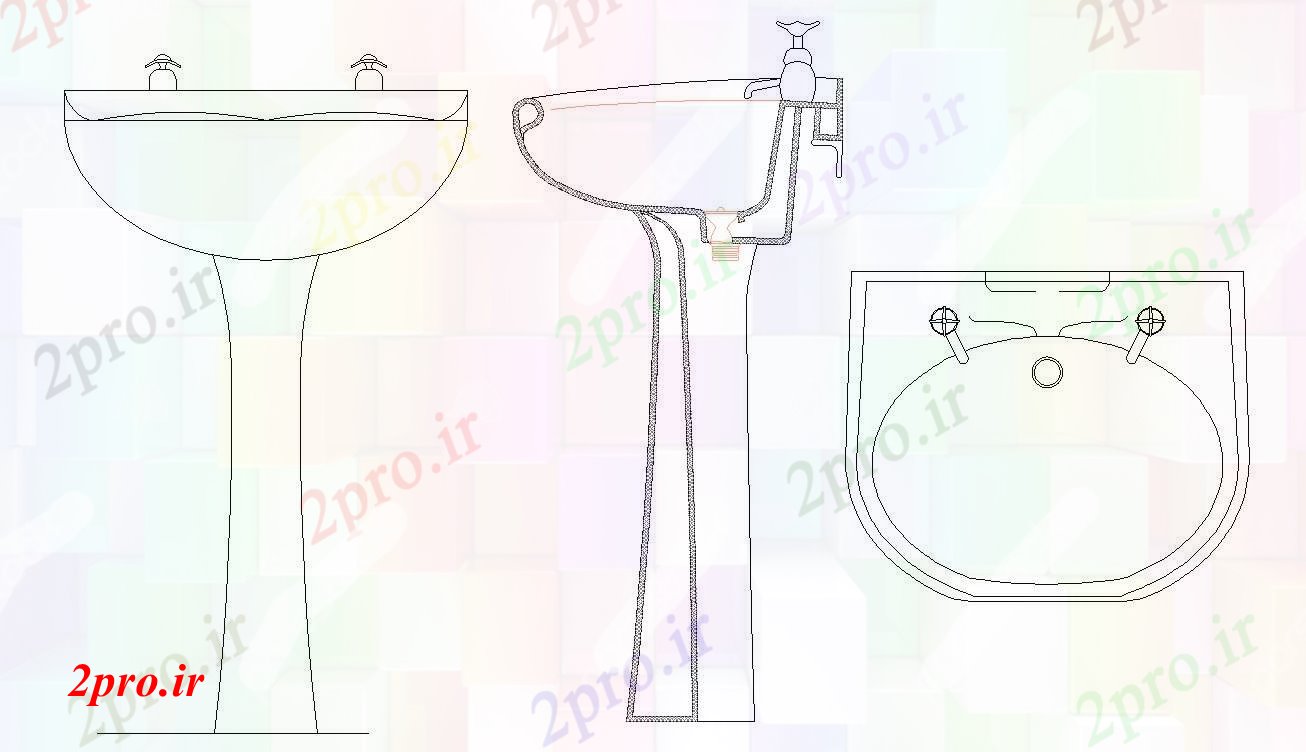 دانلود نقشه تجهیزات بهداشتی حوضه را بشویید ایستاده (کد55690)
