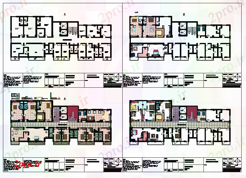 دانلود نقشه خانه مسکونی ، ویلاجزئیات فضای داخلی خانه 15 در 35 متر (کد55709)