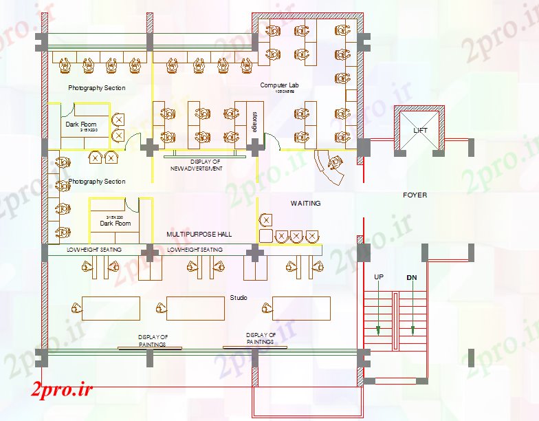 دانلود نقشه هایپر مارکت - مرکز خرید - فروشگاه چند منظوره دراز کردن ساختمان 19 در 20 متر (کد55712)