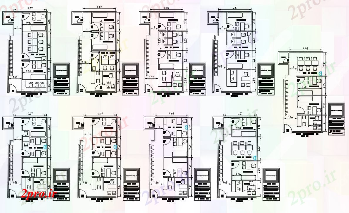 دانلود نقشه ساختمان اداری - تجاری - صنعتی دفتر دراز کردن طراحی 6 در 10 متر (کد55722)