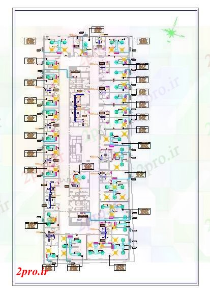 دانلود نقشه بیمارستان - درمانگاه - کلینیک بیمارستان نمونه های کف دراز کردن 20 در 52 متر (کد55729)