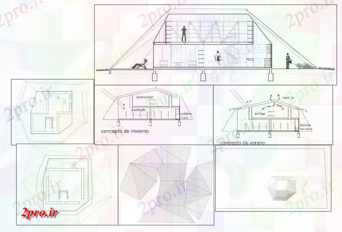 دانلود نقشه  خانه مسکونی ، ویلاسقف طراحی خانه (کد55749)