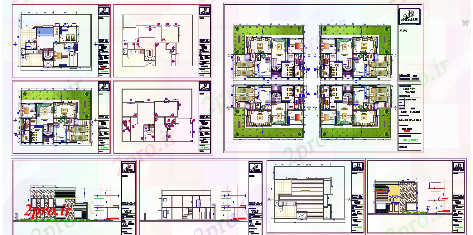 دانلود نقشه خانه های کوچک ، نگهبانی ، سازمانی - طراحی مدرن خانه های ویلایی 26 در 37 متر (کد55751)