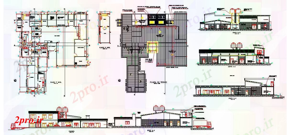 دانلود نقشه ساختمان اداری - تجاری - صنعتی پروژه ترمینال 39 در 47 متر (کد55776)