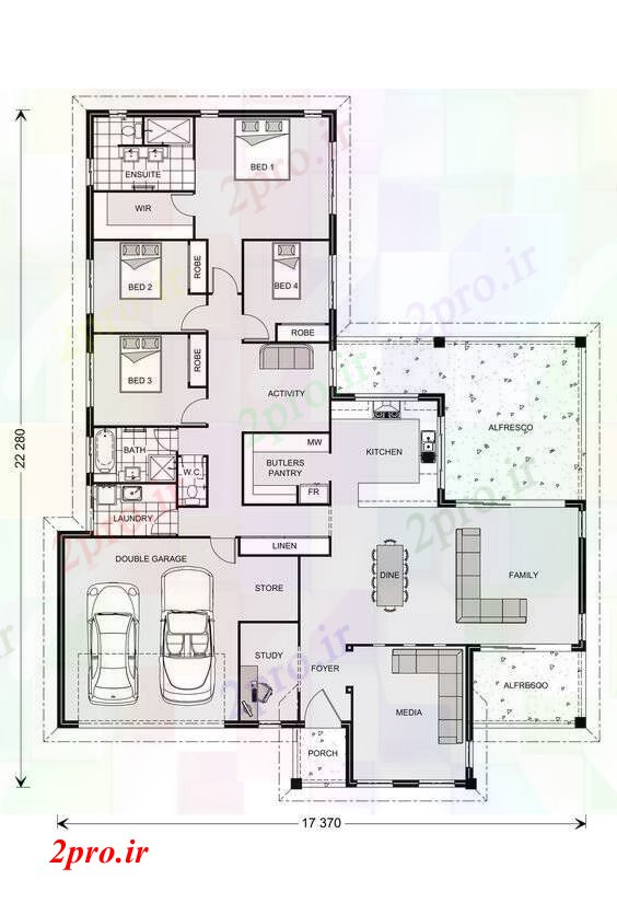 دانلود نقشه  خانه مسکونی ، ویلاجزئیات خانه زمین دراز کردن (کد55791)