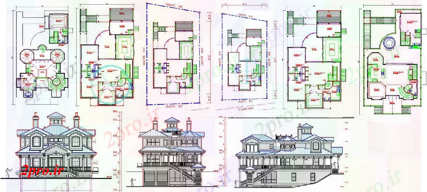 دانلود نقشه خانه های کوچک ، نگهبانی ، سازمانی - طراحی ویلا 13 در 23 متر (کد55814)