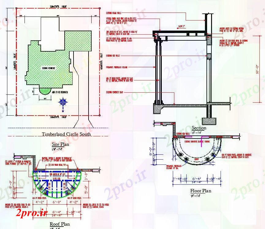 دانلود نقشه جزئیات ساختار گنبد جزئیات سقف (کد55820)