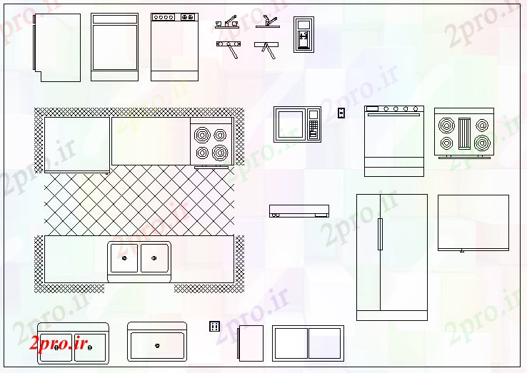 دانلود نقشه بلوک ، آرام ، نماد بلوک آشپزخانه (کد55854)