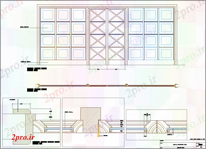 دانلود نقشه جزئیات طراحی در و پنجره  جزئیات از شیشه درب (کد55890)