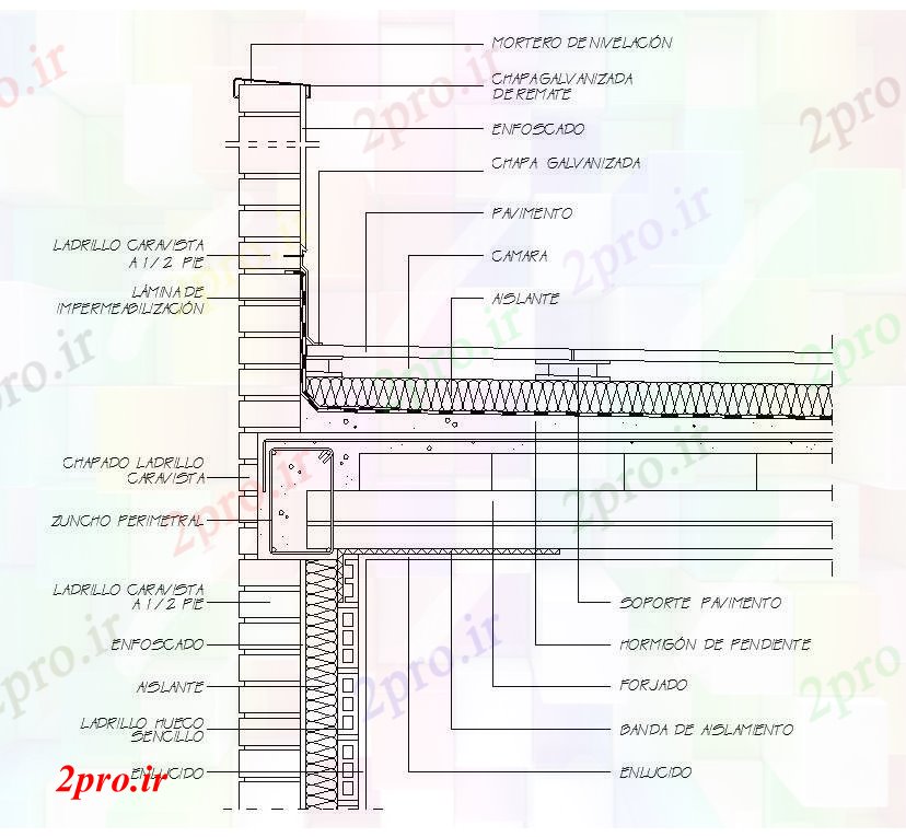 دانلود نقشه پلان مقطعی جزئیات سرمایه گذاری سقف (کد55892)