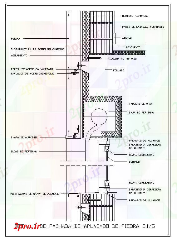 دانلود نقشه پلان مقطعی موج نو با صفحه سنگ (کد55893)