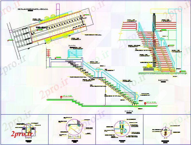 دانلود نقشه  جزئیات آسانسور و   پله طراحی  مورد (کد55916)