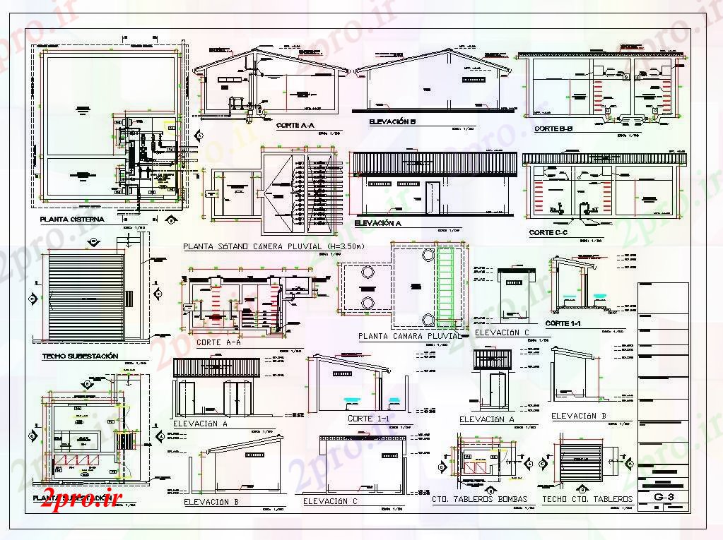دانلود نقشه ماشین الات کارخانه آب برای آبیاری اتاق (کد55927)