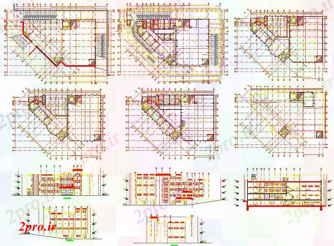 دانلود نقشه کارخانه صنعتی  ، کارگاه کارخانه طرحی معماری جزئیات در  های اتوکد (کد55939)