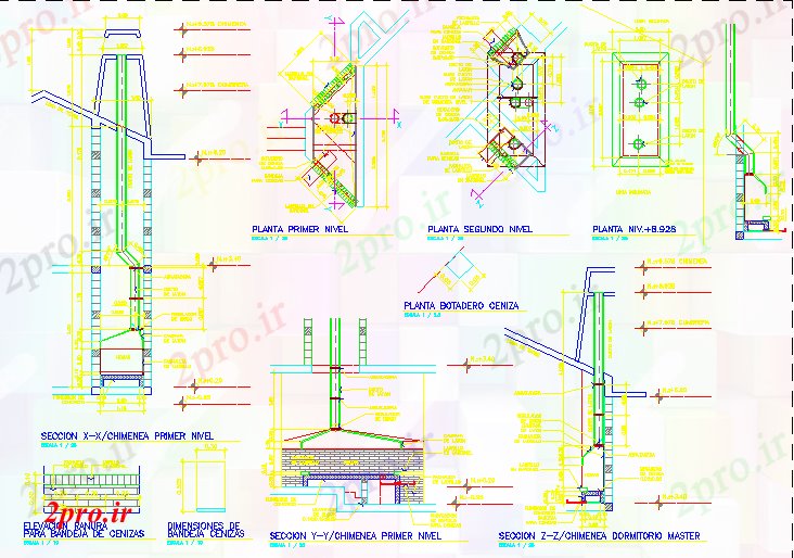 دانلود نقشه جزئیات معماری طراحی جزئیات از دودکش (کد55943)