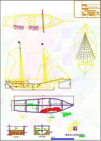 دانلود نقشه جزئیات معماری طراحی جزئیات از کشتی (کد55944)