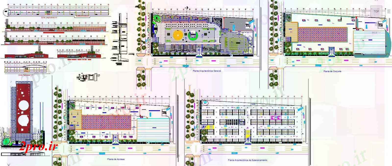دانلود نقشه هایپر مارکت - مرکز خرید - فروشگاه بازار پروژه های معماری جزئیات 74 در 178 متر (کد55946)