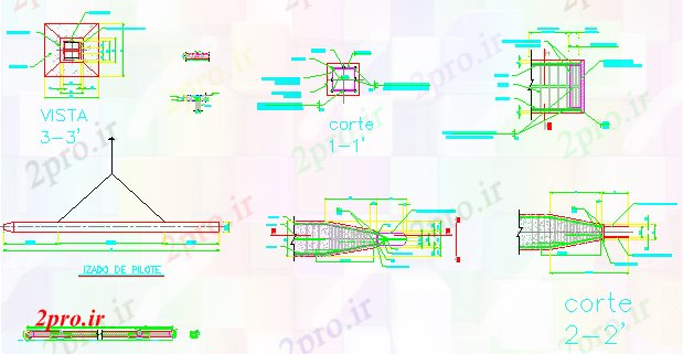 دانلود نقشه پلان مقطعی جزئیات ساختار ستون و پرتو (کد55957)