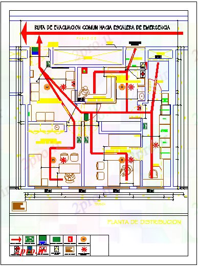 دانلود نقشه ساختمان اداری - تجاری - صنعتی طراحی مشترک مسیر رفتن به اورژانس راه پله 8 در 8 متر (کد55969)