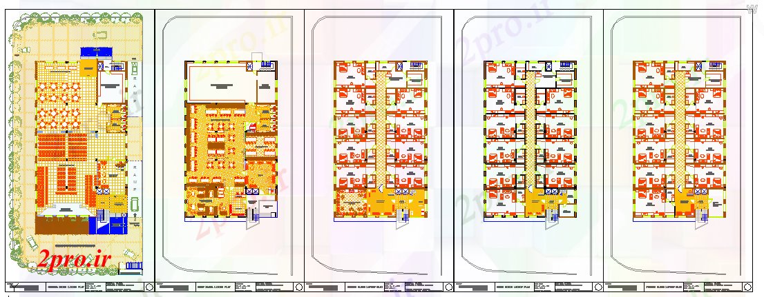 دانلود نقشه هتل - رستوران - اقامتگاه هتل 5 ستاره دراز کردن 19 در 33 متر (کد55995)