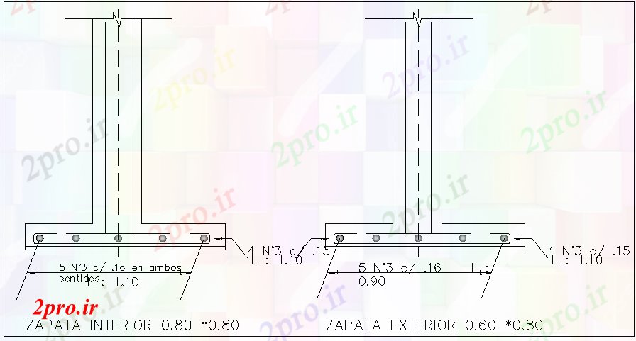 دانلود نقشه پلان مقطعی جزئیات کفش ساده (کد56007)